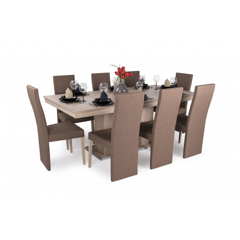 Sonoma tölgy asztal + sonoma tölgy - barna szék