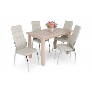 Sonoma tölgy asztal + beige szék