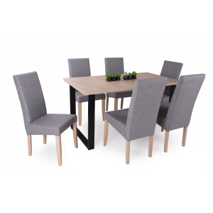 Sonoma tölgy asztal + Sonoma tölgy - világosszürke szék