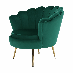 Fotel Art-deco stílusban, smaragd Velvet anyag/gold króm-arany, NOBLIN