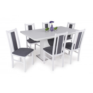 Fehér székek + Rusztik fehér - matt sötétszürke asztal
