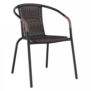 Egymásba rakható szék, barna/fekete fém, DOREN, raktári