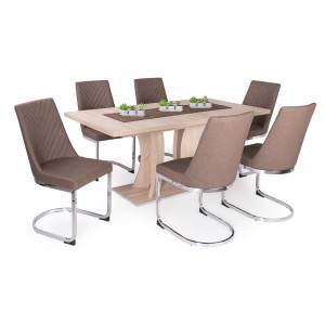 Sonoma tölgy asztal - barna szék