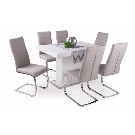 Beige székek + rusztik fehér asztal
