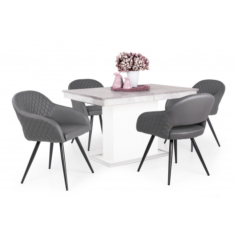 Beton - fehér asztal + szürke szék