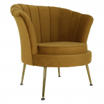 Fotel Art-deco stílusban, mustár színű Velvet anyag/gold chróm-arany, NOBLIN NEW