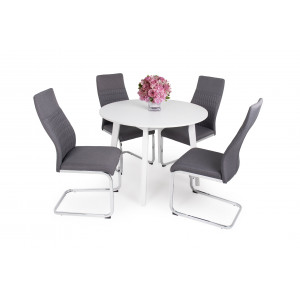 Fehér asztal + sötétszürke szék