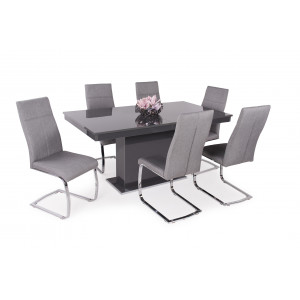 Magasfényű antracit asztal + Szürke szék
