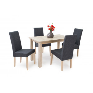 Sonoma tölgy - sötétszürke székek + sonoma tölgy asztal 