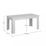 Széthúzható étkezőasztal, fehér, 160-210x90 cm, ERODIN