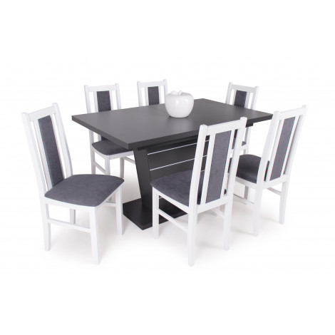 Fehér székek + Matt sötétszürke asztal