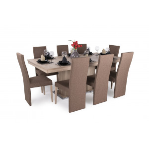 Sonoma tölgy asztal + sonoma tölgy - barna szék