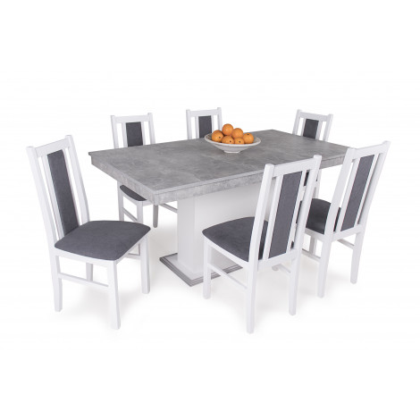Fehér székek + Beton - fehér asztal