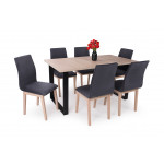 Sonoma tölgy asztal + Sonoma tölgy - sötétszürke szék