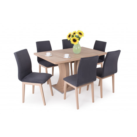Sonoma tölgy asztal + Sonoma tölgy - sötétszürke szék