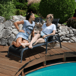 Rakásolható állítható kerti szék, fekete/szürke, ATREO