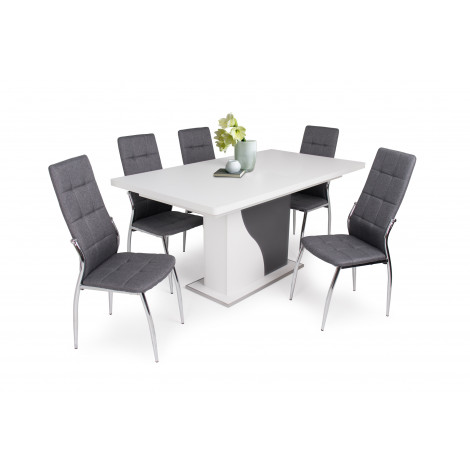 Szürke szék + Rusztik fehér - matt sötétszürke asztal