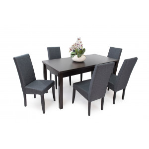 Wenge - sötétszürke székek + wenge asztal