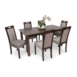 Dió - szürkésbarna székek + sötét dió asztal