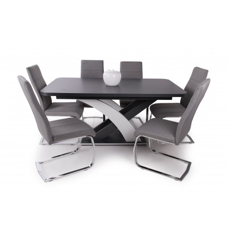 Matt sötétszürke - rusztik fehér asztal - Szürke szék