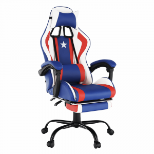 Irodai/gamer szék, kék/piros/fehér, CAPTAIN NEW