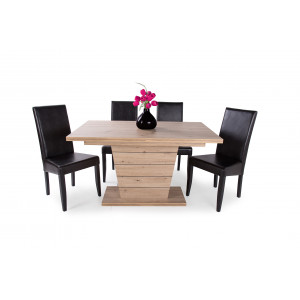 Wenge - sötétbarna műbőr székek + artisan tölgy asztal