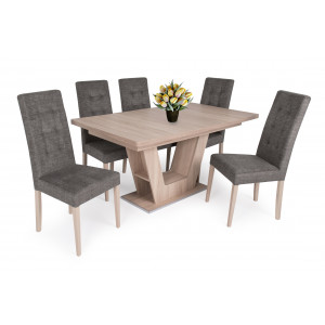 Sonoma tölgy asztal + sonoma - barna szék