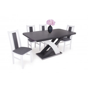 Fehér székek + Matt sötétszürke - rusztik fehér asztal