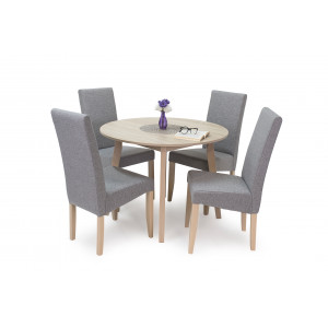 Sonoma tölgy - világosszürke székek + sonoma tölgy asztal