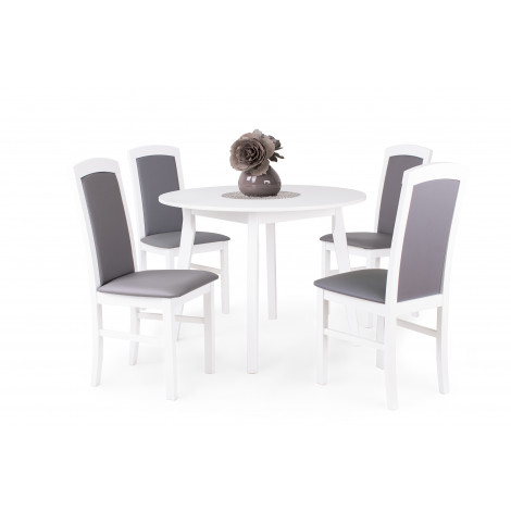 Fehér asztal + fehér - szürke textilbőr szék