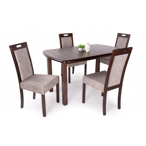 Mogyoró asztal + dió - szürkésbarna szék