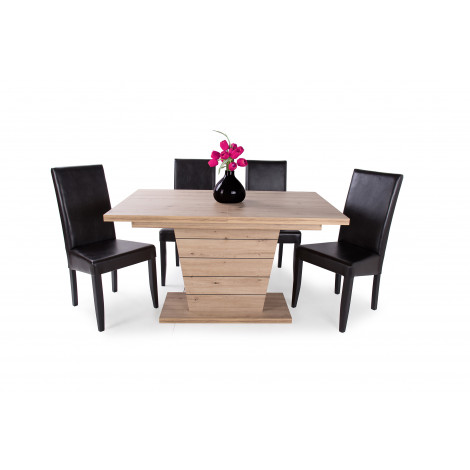 Wenge - sötétbarna műbőr székek + artisan tölgy asztal