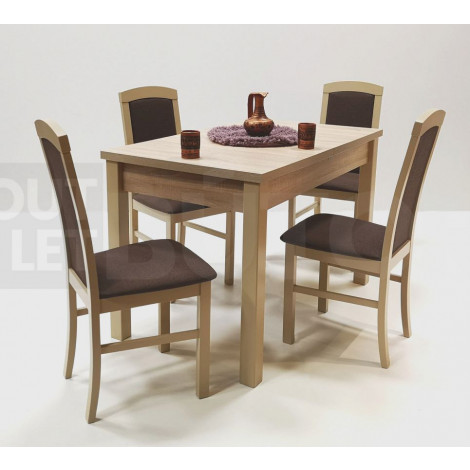 Sonoma tölgy asztal + sonoma tölgy - csokibarna szövet szék