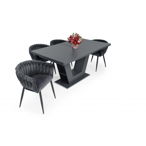 Matt sötétszürke asztal + grafit szék