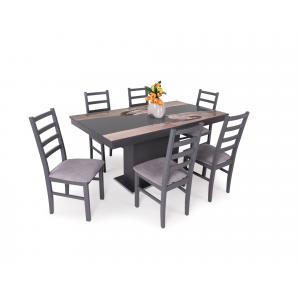 Matt sötétszürke asztal - san remo - szürke epoxy + grafit szék