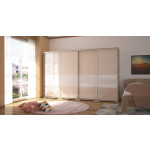 Sonoma tölgy korpusz, 318 cm, beige + fehér magasfényű ajtókkal