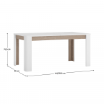 Széthúzható étkezőasztal, fehér extra magasfényű HG/sonoma tölgy sötét trufla, 160-200x90 cm, LYNATE