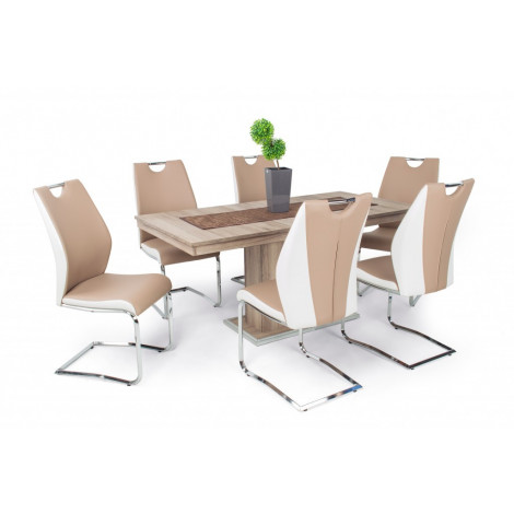 Sonoma tölgy asztal - Beige szék