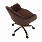 Irodai szék, Velvet anyag barna/gold króm arany, EROL