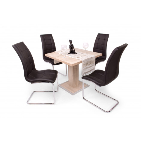 Sonoma tölgy asztal + fekete szék