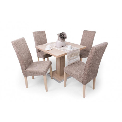 Sonoma tölgy asztal + sonoma tölgy - világosbarna szövet szék