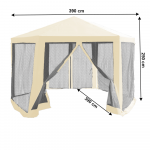 Kerti pavilon sátor, 3,9x2,5x3,9m, bézs/fekete, RINGE TYP 2+6 oldal, raktári