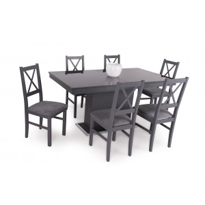 Matt sötétszürke asztal + antracit üveglap + grafit szék