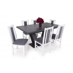 Fehér székek + matt sötétszürke asztal