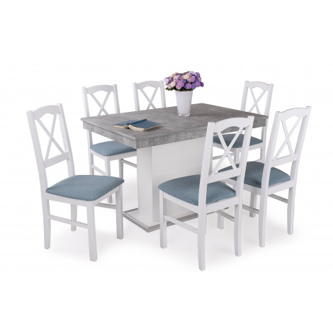 Beton fehér asztal + fehér szék (szövet változás)