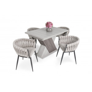 Katthult - sötét katthult asztal + beige szék