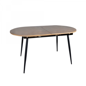 Étkezőasztal, széthúzható, tölgy/fekete 150-190x75 cm, TAMERON