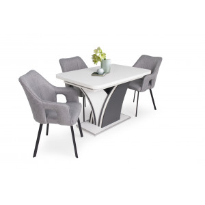 Fehér - matt sötétszürke asztal + világosszürke szék