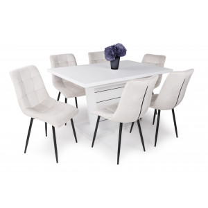 Beige szék + Rusztik fehér asztal